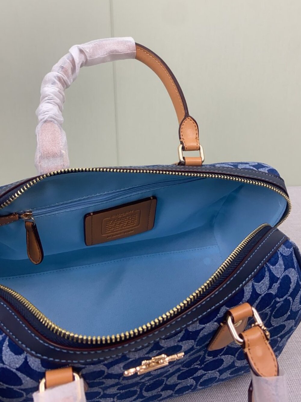 Coach Rowan Large Satchel Bag In Signature Denim Canvas - Picture 8 of 9